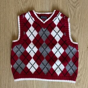 The Children's Place Red Argyle Sweater Vest